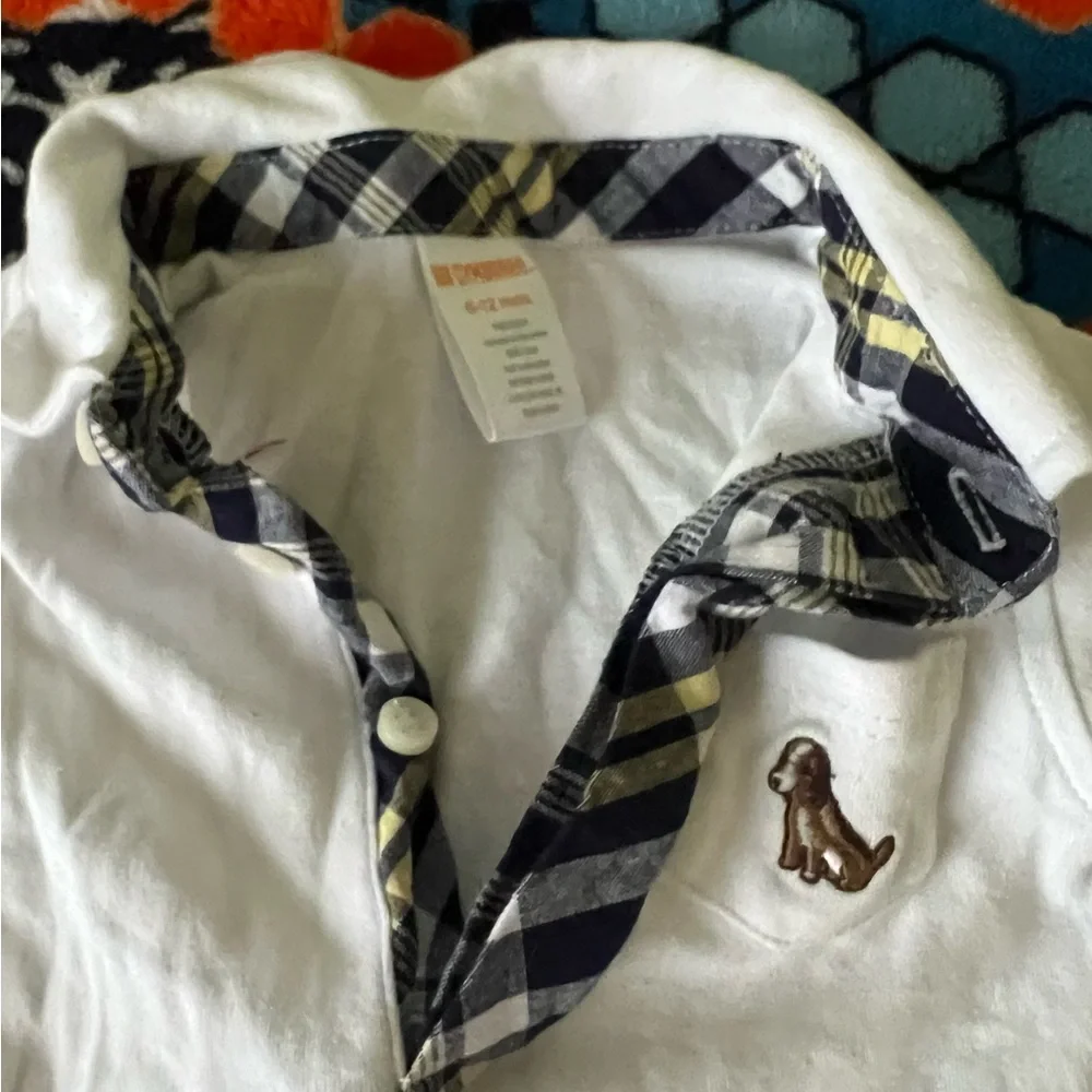 Gymboree Collar Polo Cotton top with plaid trim  & Matching Cap Plaid baby boy